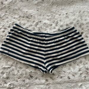 Brandy Melville Navy Blue and White Striped Shorts
